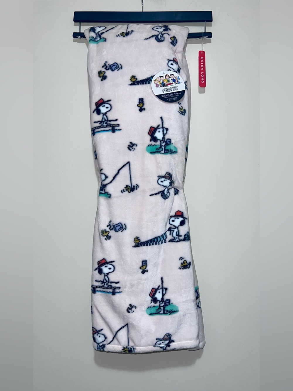 Peanuts Snoopy Woodstock Fishing Camping Berkshire VelvetLoft Throw 60x70 NWT